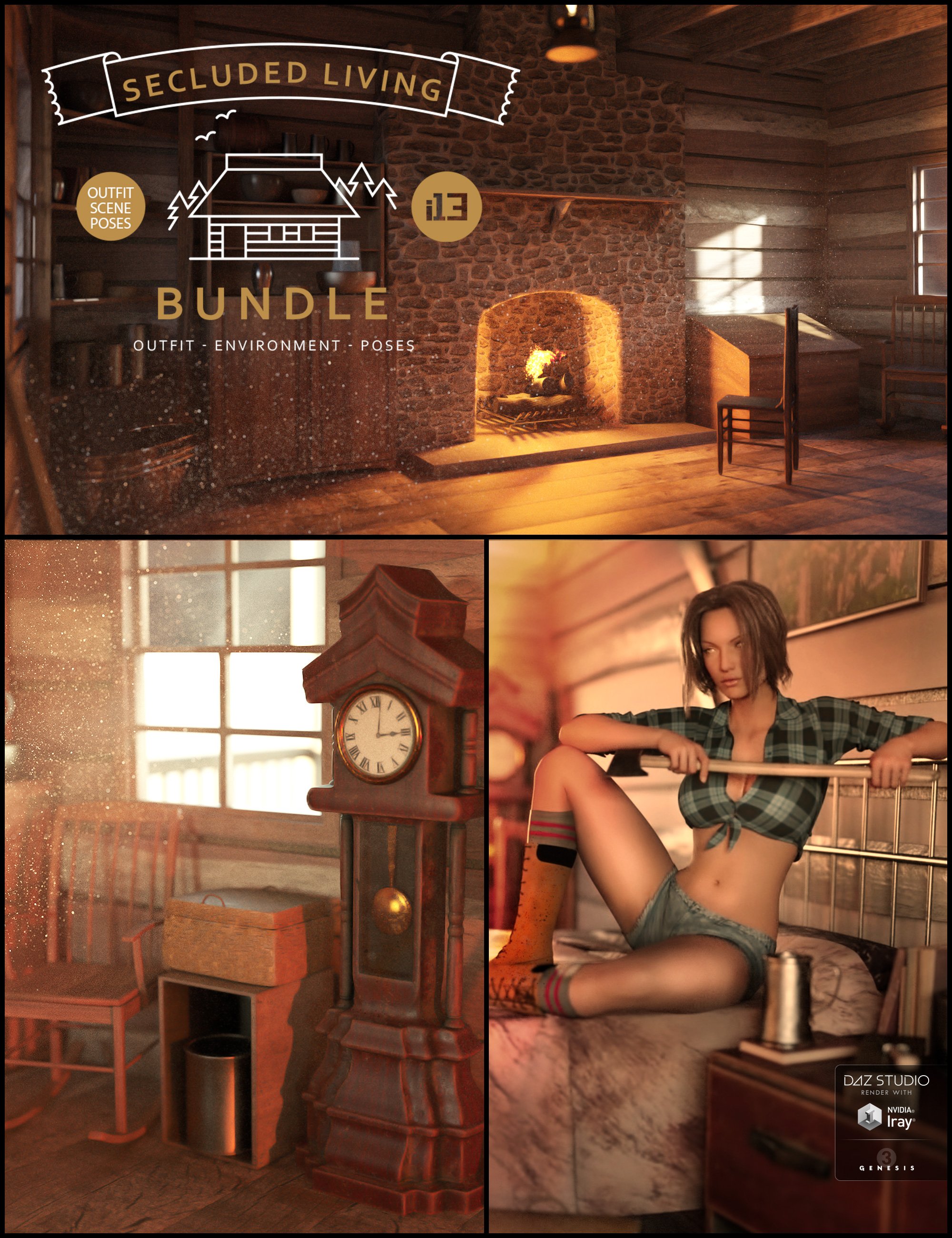 i13 Secluded Living Bundle by: ironman13, 3D Models by Daz 3D