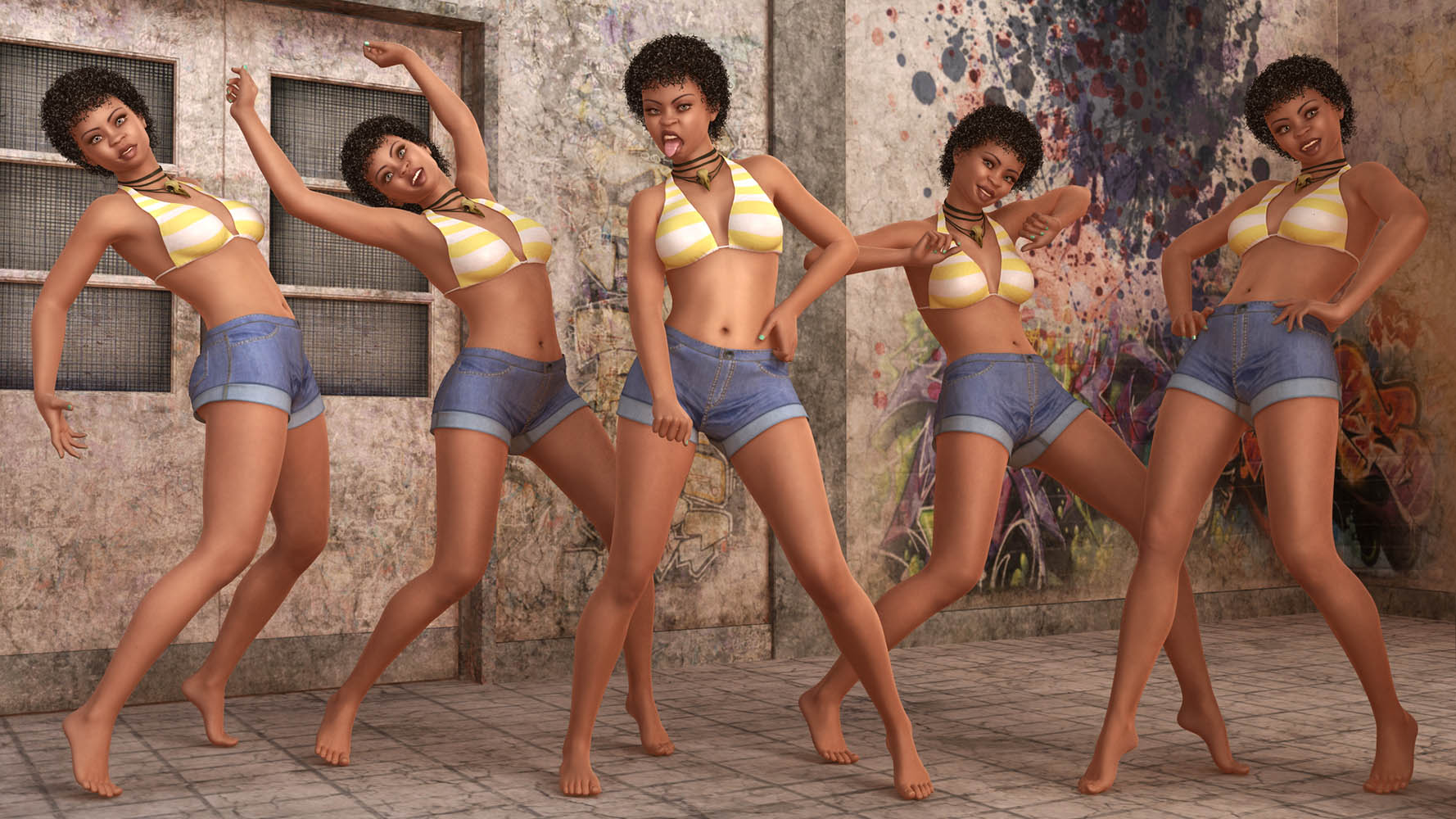 Capsces Street Fun Poses and Expressions for Genesis 3 Female and Kalea 7 by: Capsces Digital Ink, 3D Models by Daz 3D