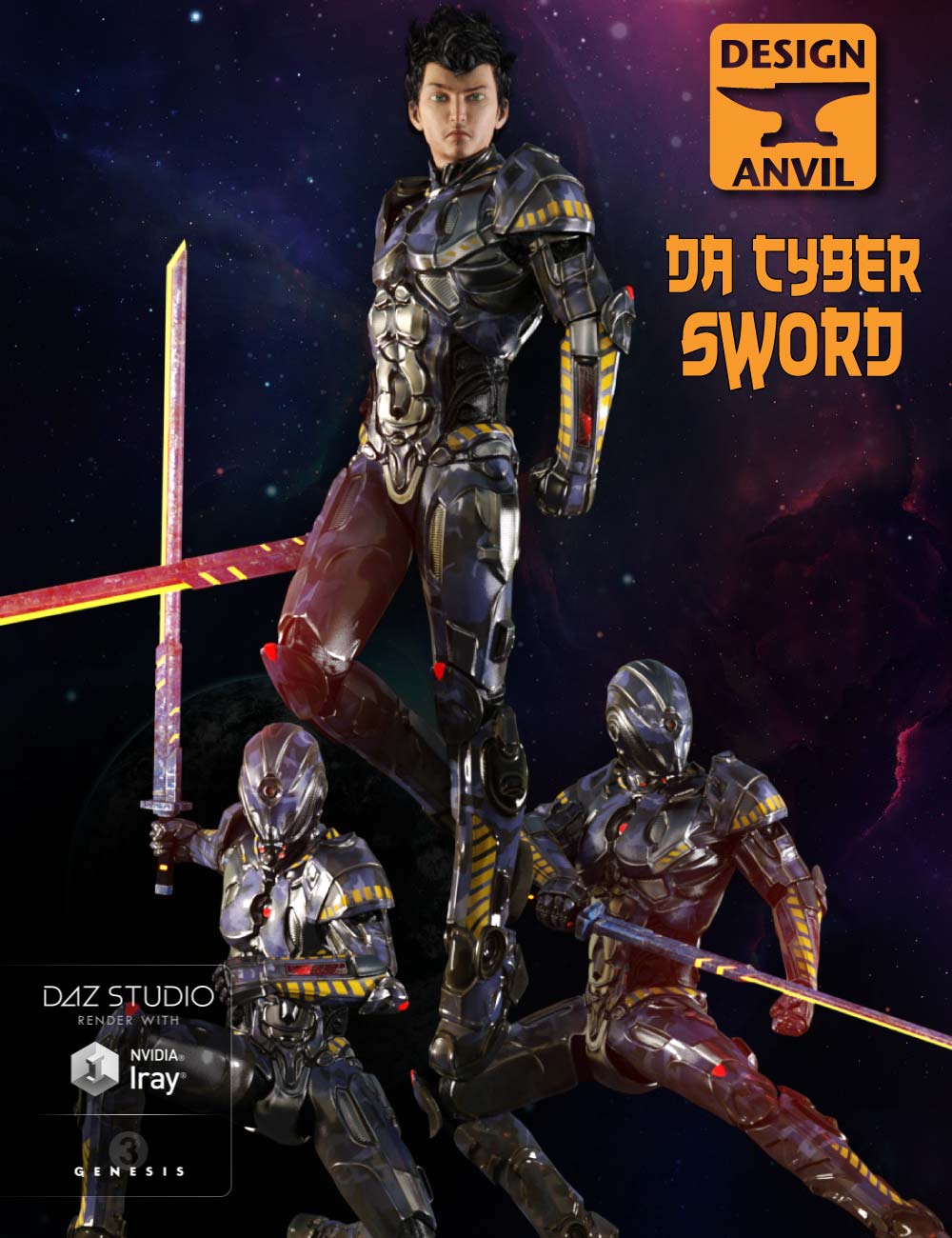 DA Cyber Sword and Poses for Genesis 3 Male(s) by: Design Anvil, 3D Models by Daz 3D