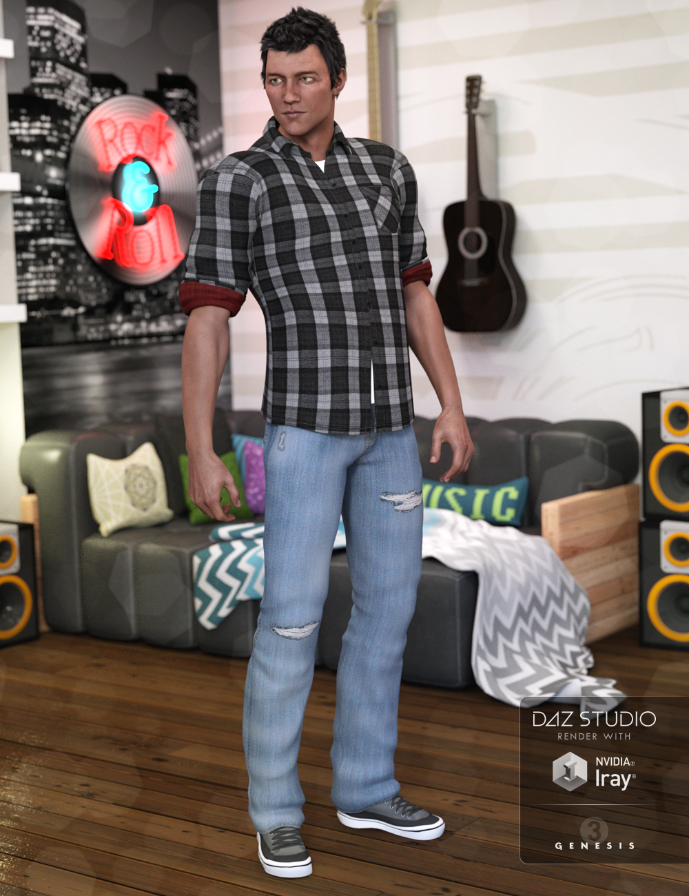 Hanging Out Outfit for Genesis 3 Male(s) by: Val3dart, 3D Models by Daz 3D