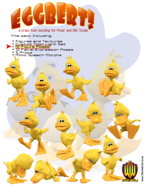 Eggbert the toon Duckling by: 3D Universe, 3D Models by Daz 3D