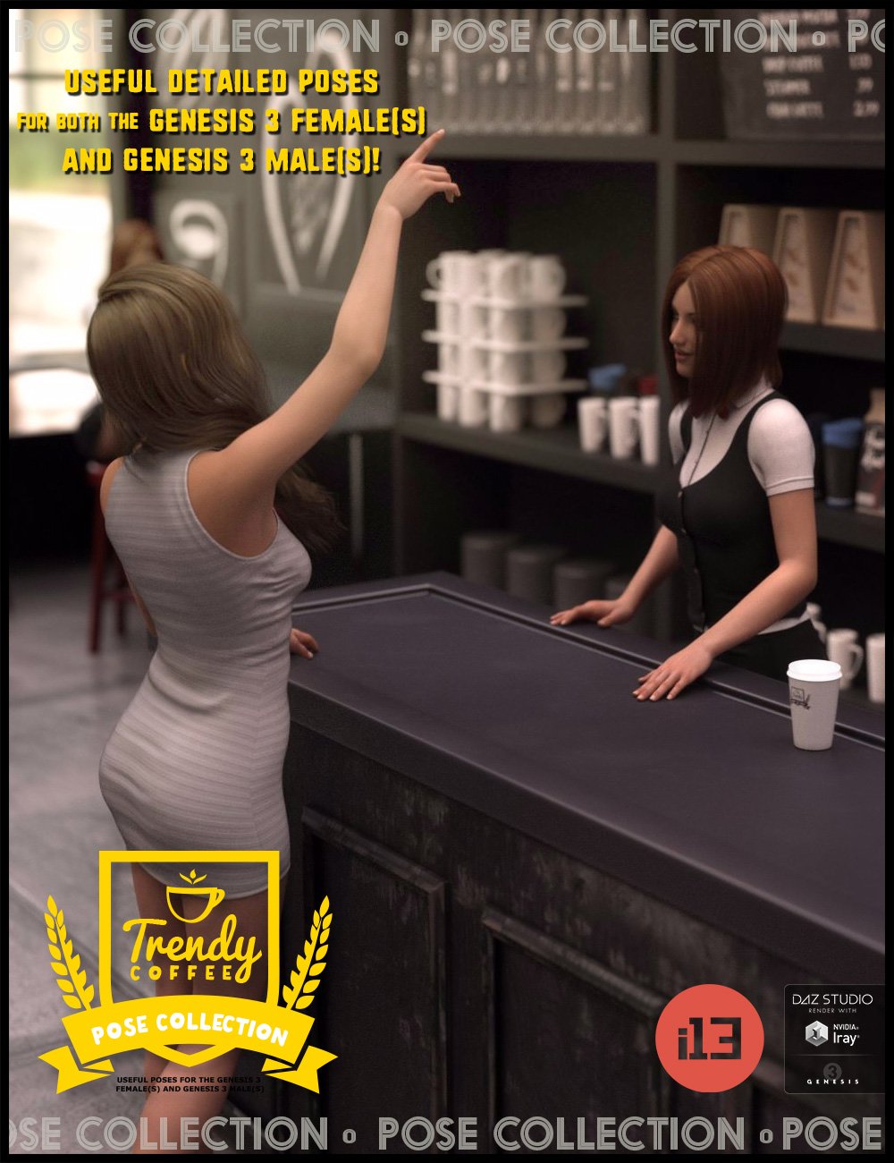 i13 Trendy Coffee Shop Poses by: ironman13, 3D Models by Daz 3D