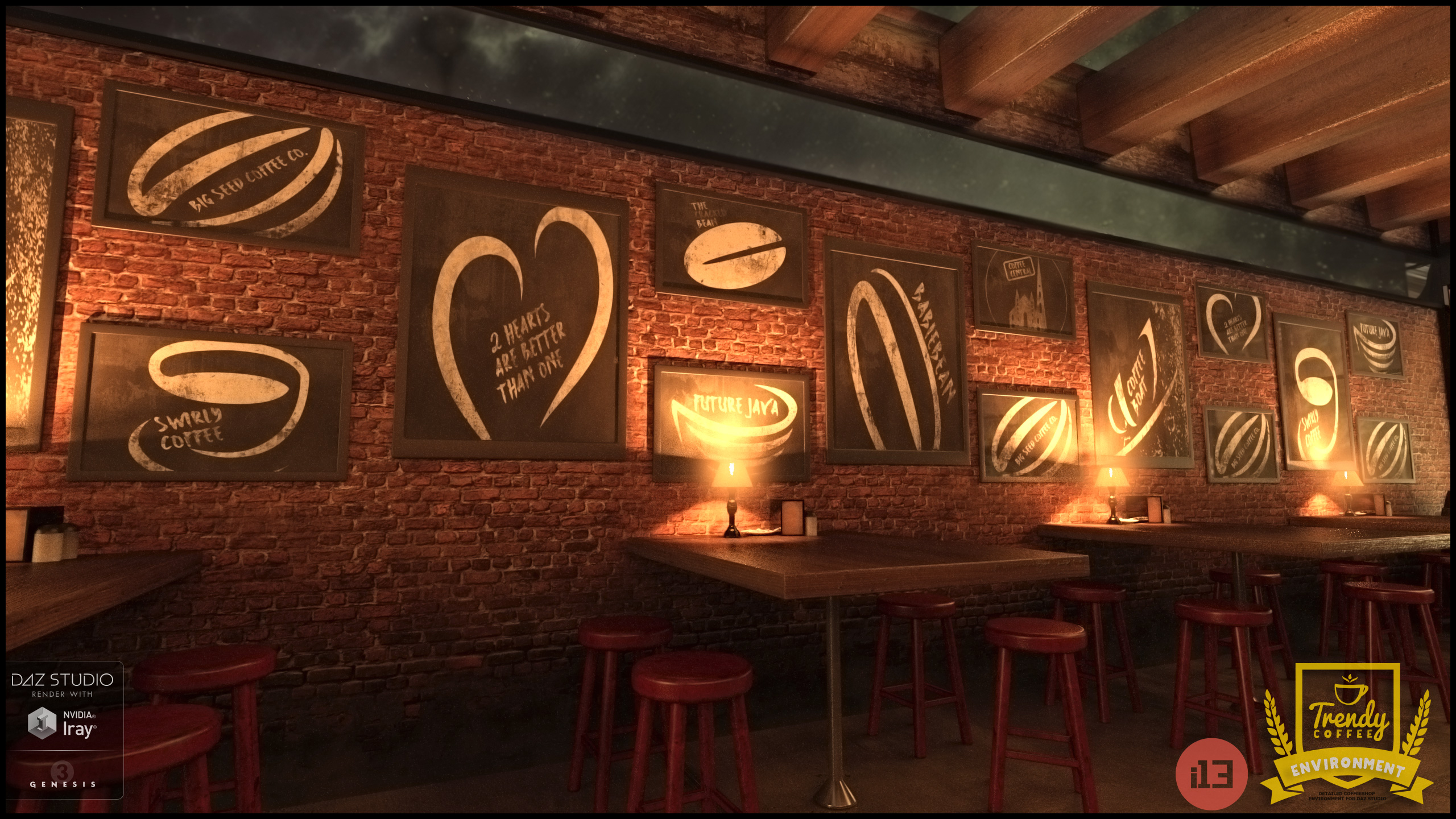 i13 Trendy Coffee Shop Environment by: ironman13, 3D Models by Daz 3D