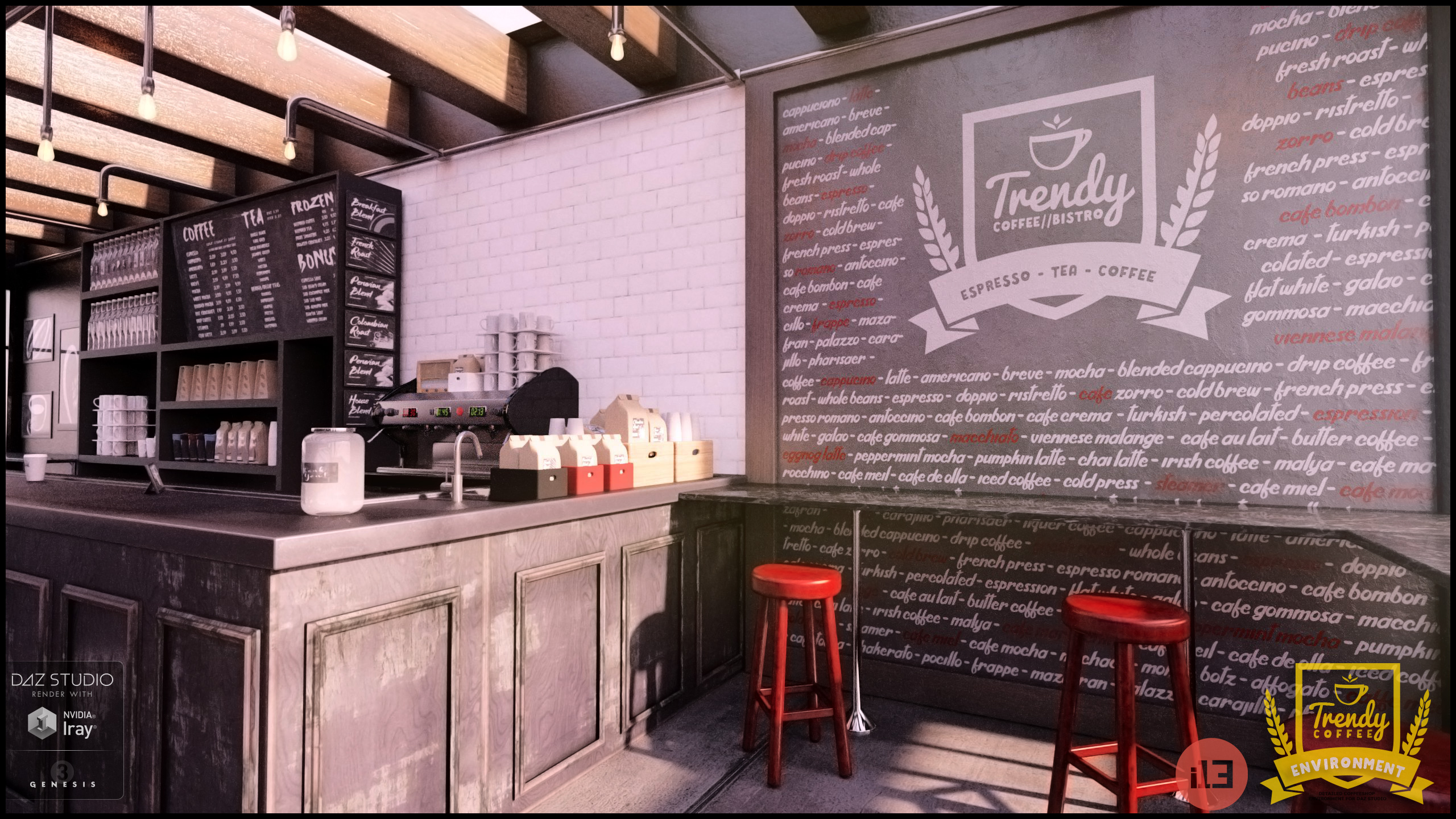 i13 Trendy Coffee Shop Environment by: ironman13, 3D Models by Daz 3D