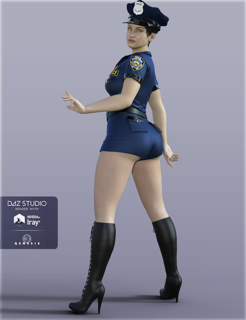 H&C Sexy Police Costume for Genesis 3 Female(s) by: IH Kang, 3D Models by Daz 3D