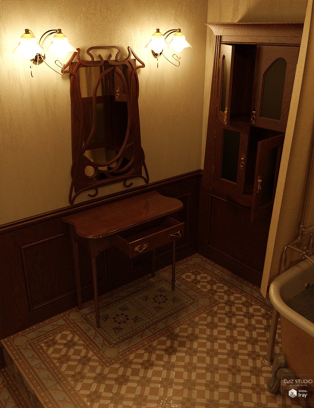 Art Nouveau Bathroom Art Nouveau Bathroom by: ForbiddenWhispersDavid Brinnen, 3D Models by Daz 3D