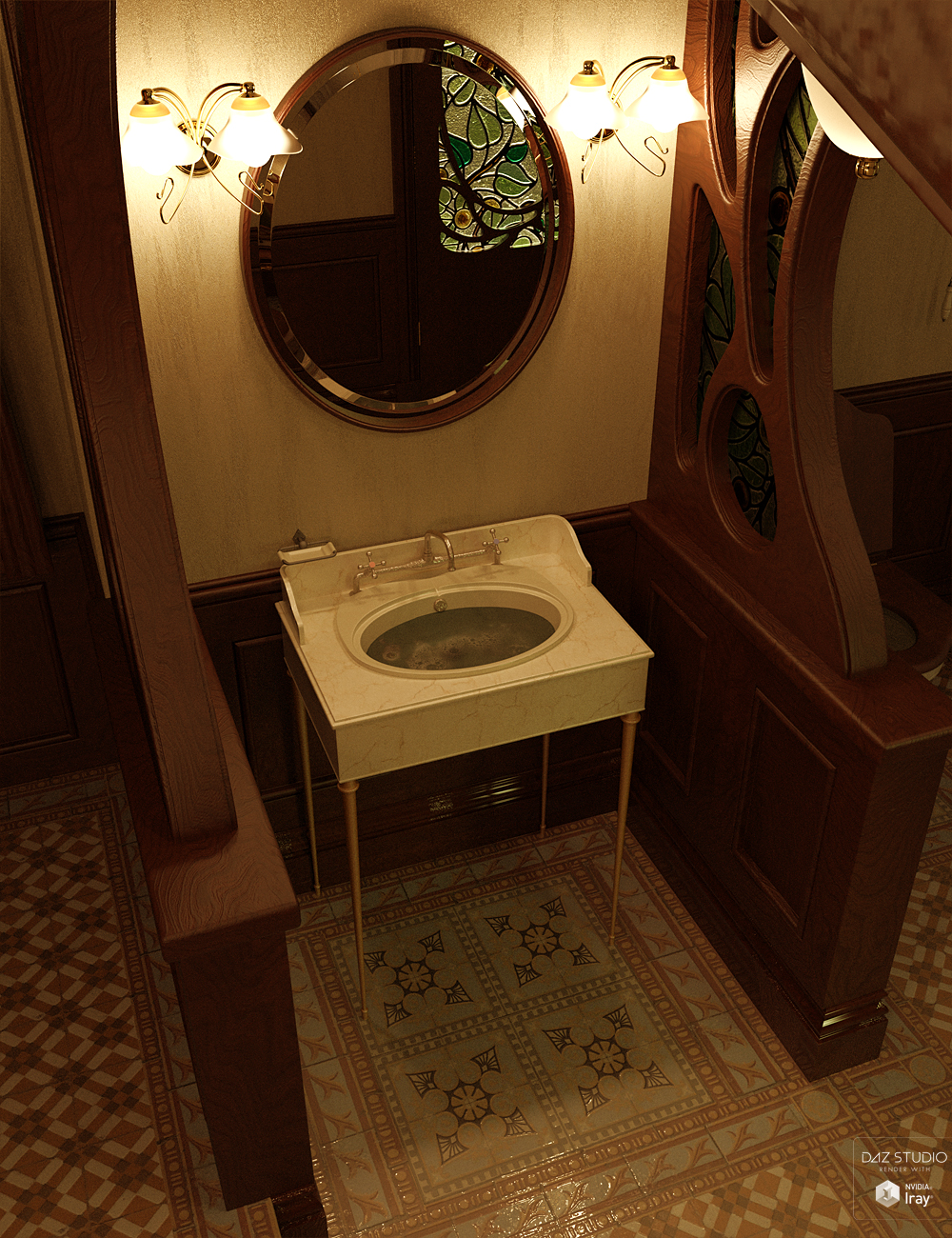 Art Nouveau Bathroom by: ForbiddenWhispersDavid Brinnen, 3D Models by Daz 3D