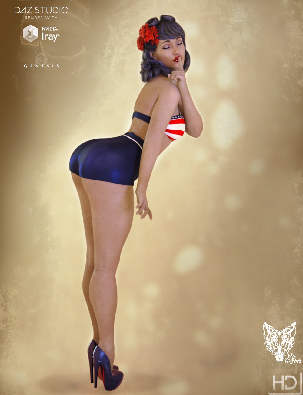 Pin Up Captain by: ZKuro, 3D Models by Daz 3D
