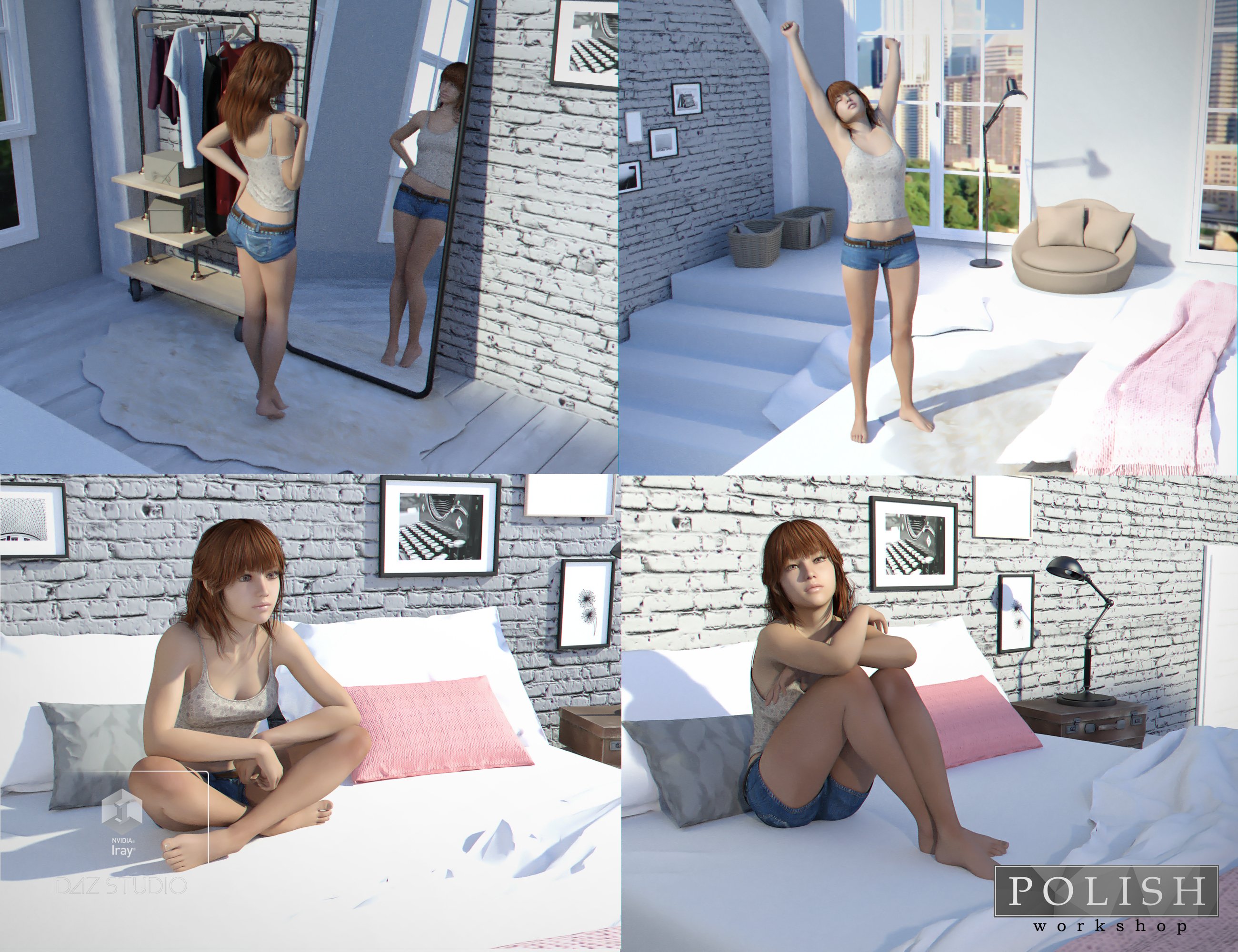 Cozy Bedroom Poses by: Polish, 3D Models by Daz 3D