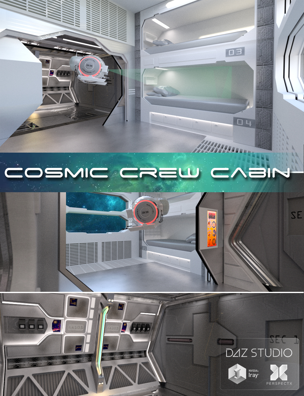 Cosmic Crew Cabin by: PerspectX, 3D Models by Daz 3D