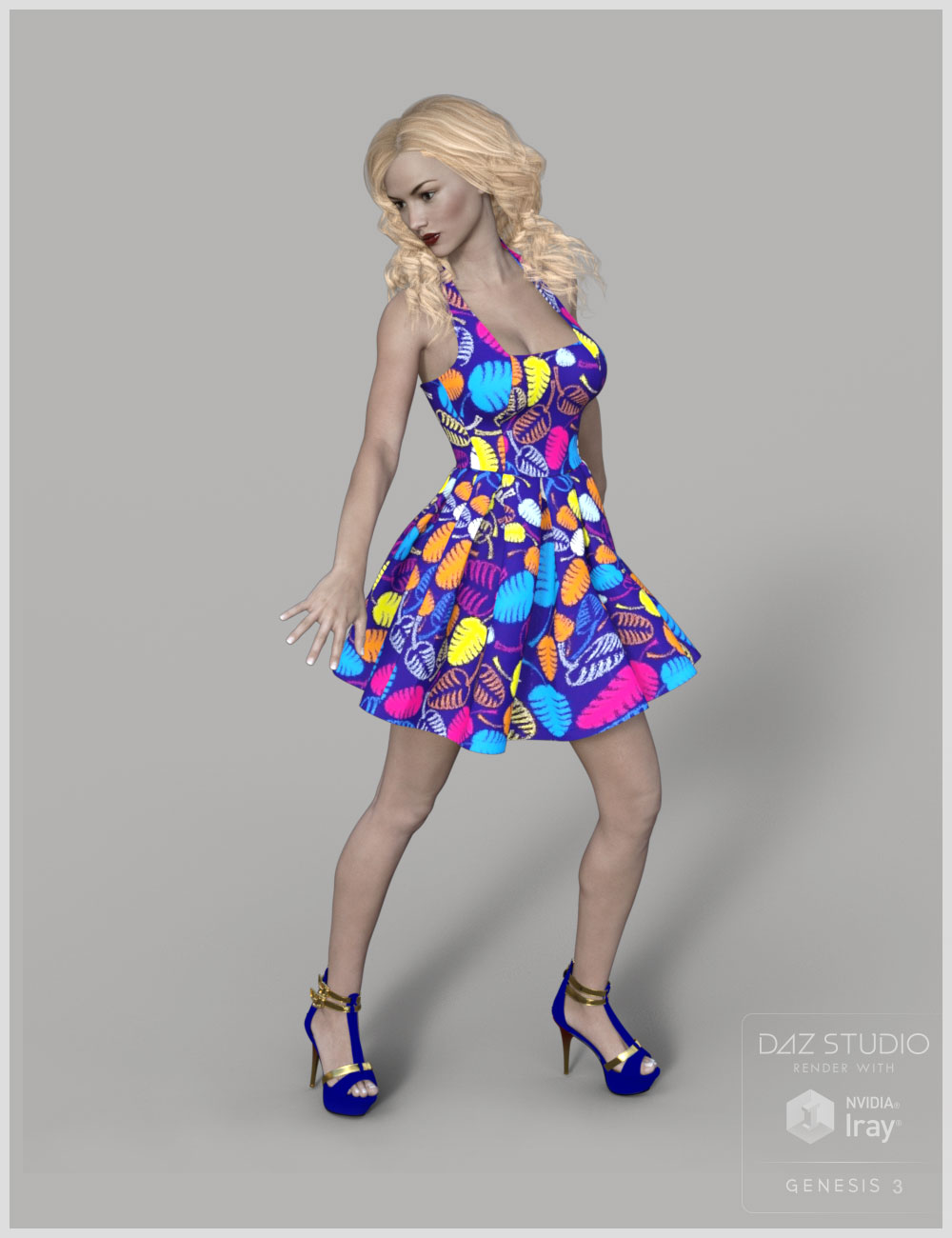 Braces Sun Dress for Genesis 3 Female(s) by: Cute3D, 3D Models by Daz 3D