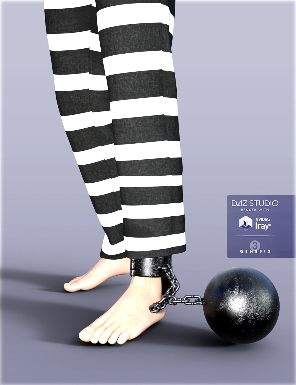 H&C Prisoner Clothing and Shackles for Genesis 3 Male(s) by: IH Kang, 3D Models by Daz 3D