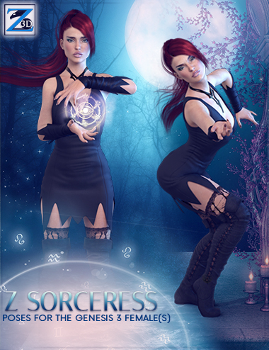 Z Sorceress - Poses for the Genesis 3 Female(s) by: Zeddicuss, 3D Models by Daz 3D