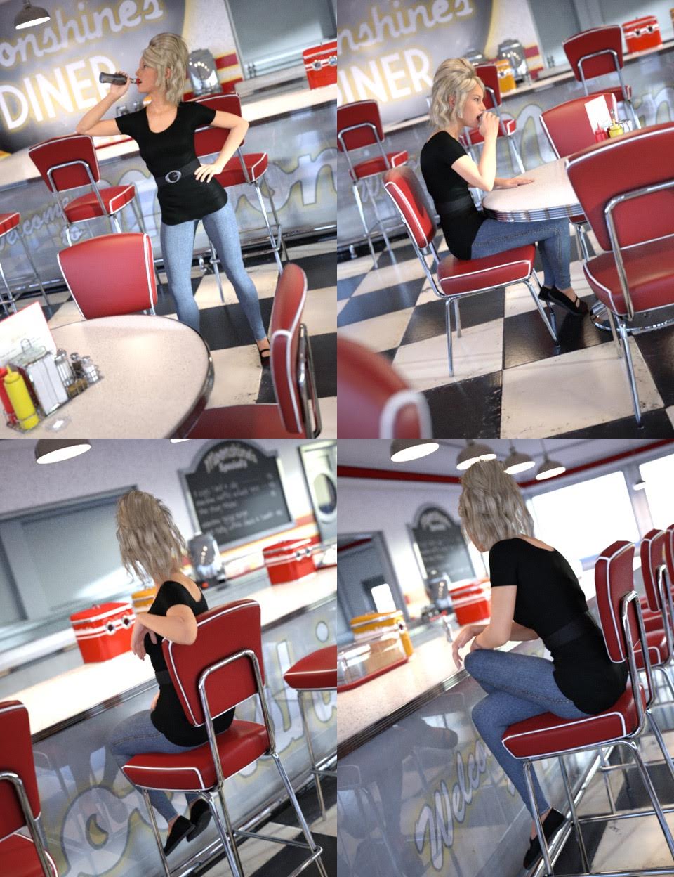 Social Interactions for Moonshine Diner by: Diane, 3D Models by Daz 3D