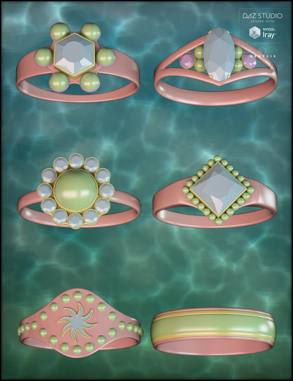 Ring Collection for Genesis 3 Female(s) by: Fisty & Darc, 3D Models by Daz 3D