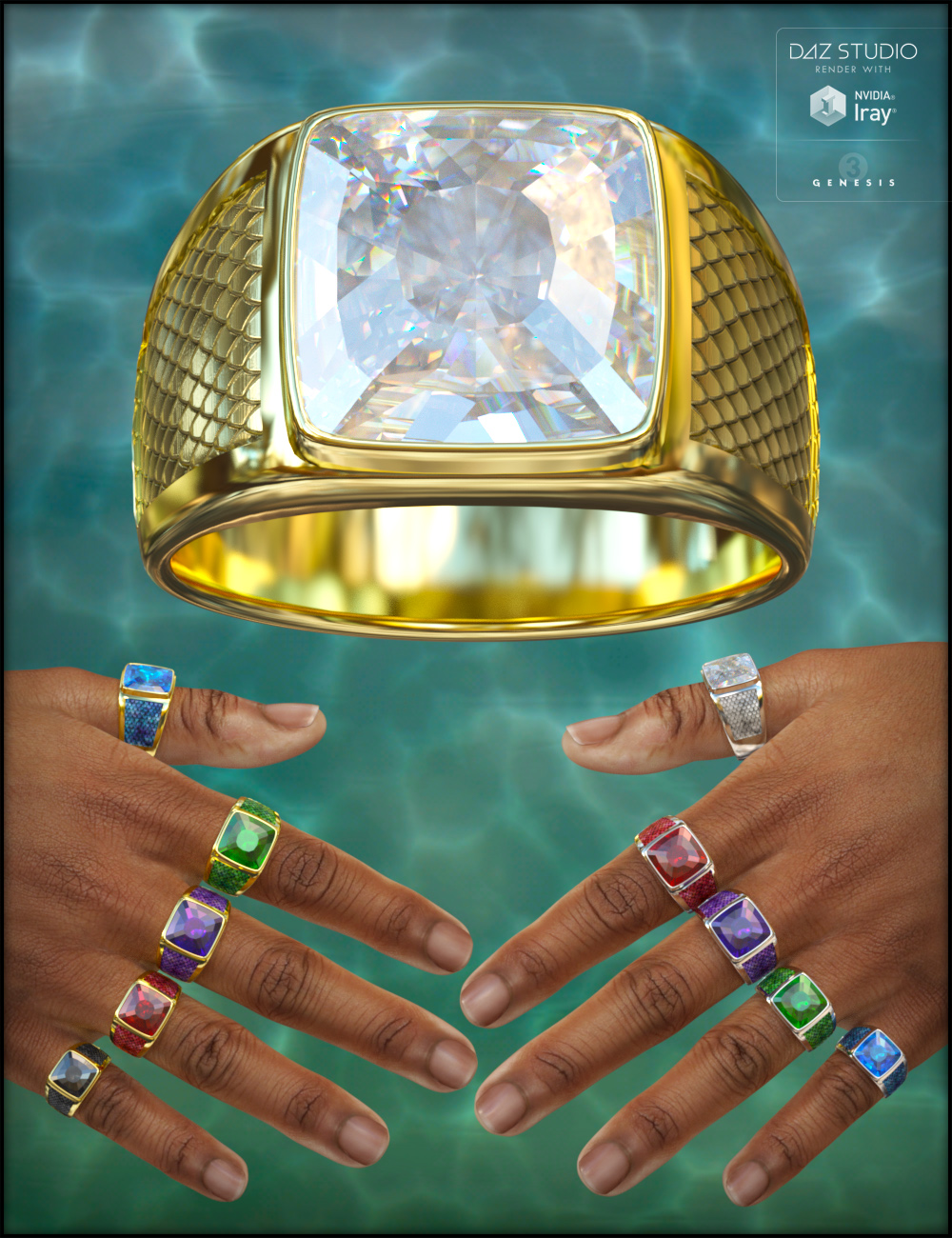 Ring Collection for Genesis 3 Male(s) by: Fisty & Darc, 3D Models by Daz 3D