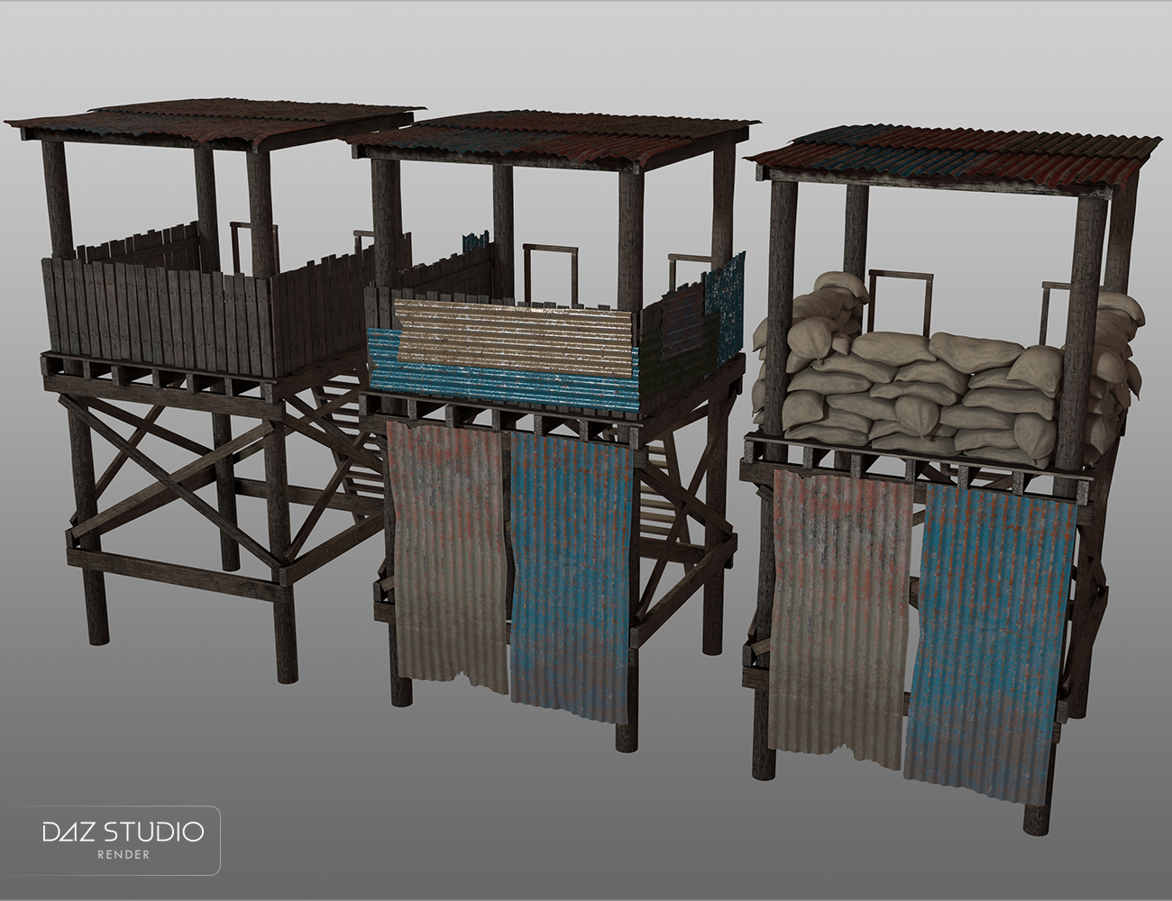 Post-apocalyptic Guard Tower by: Porsimo, 3D Models by Daz 3D