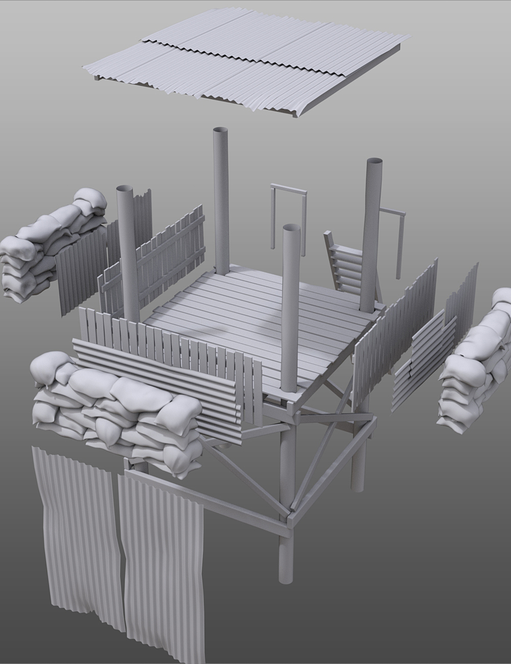 Post-apocalyptic Guard Tower Post-apocalyptic Guard Tower by: Porsimo, 3D Models by Daz 3D