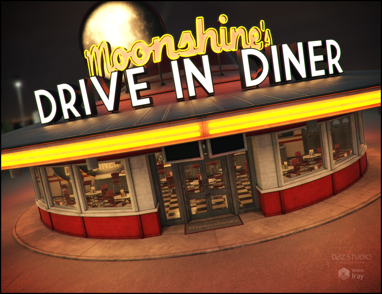 Moonshines Diner Iray Addon by: Jack Tomalin, 3D Models by Daz 3D