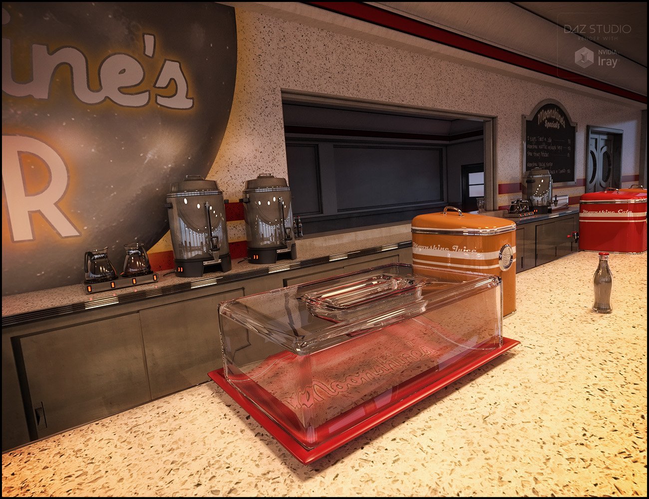 Moonshines Diner Iray Addon by: Jack Tomalin, 3D Models by Daz 3D