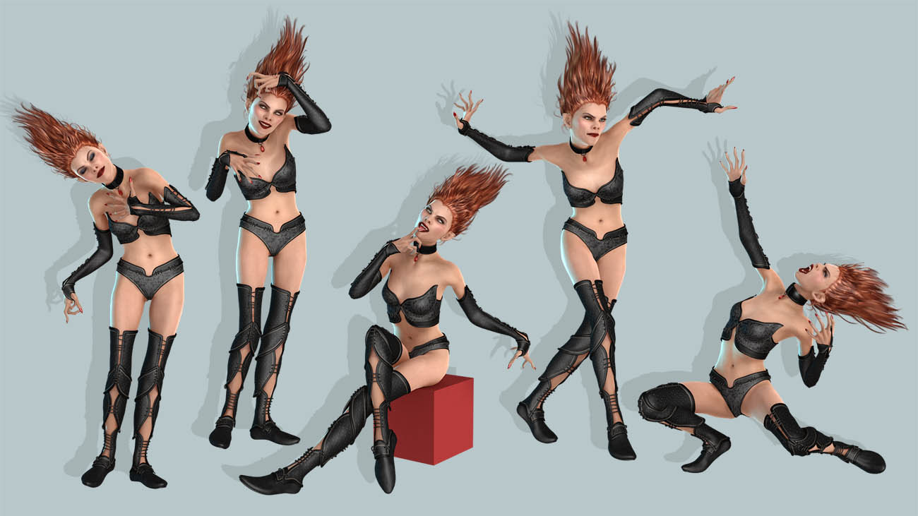 Capsces Motley Vampire Poses for Lavinia by: Capsces Digital Ink, 3D Models by Daz 3D