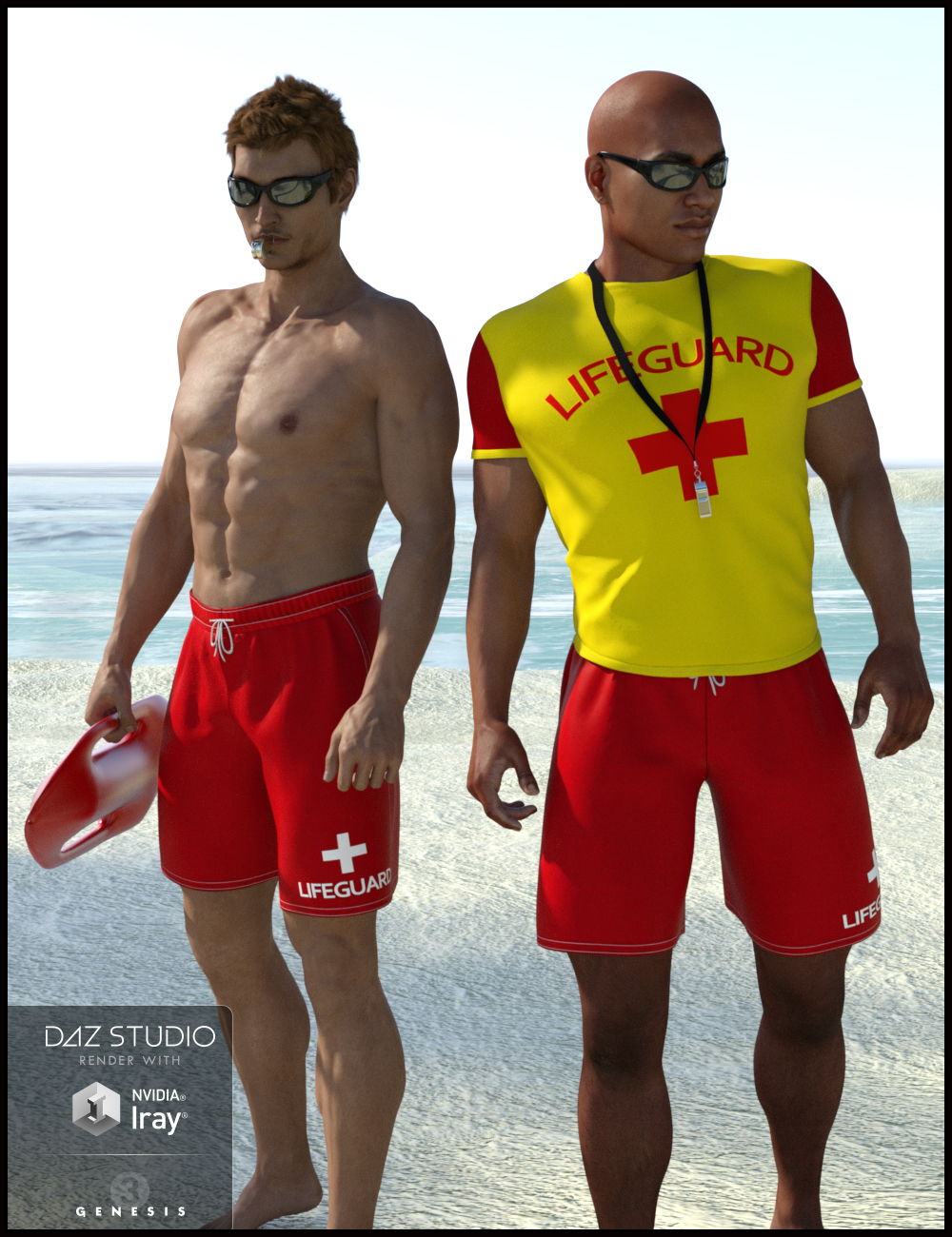 Lifeguard Uniform for Genesis 3 Male(s) by: Nikisatez, 3D Models by Daz 3D