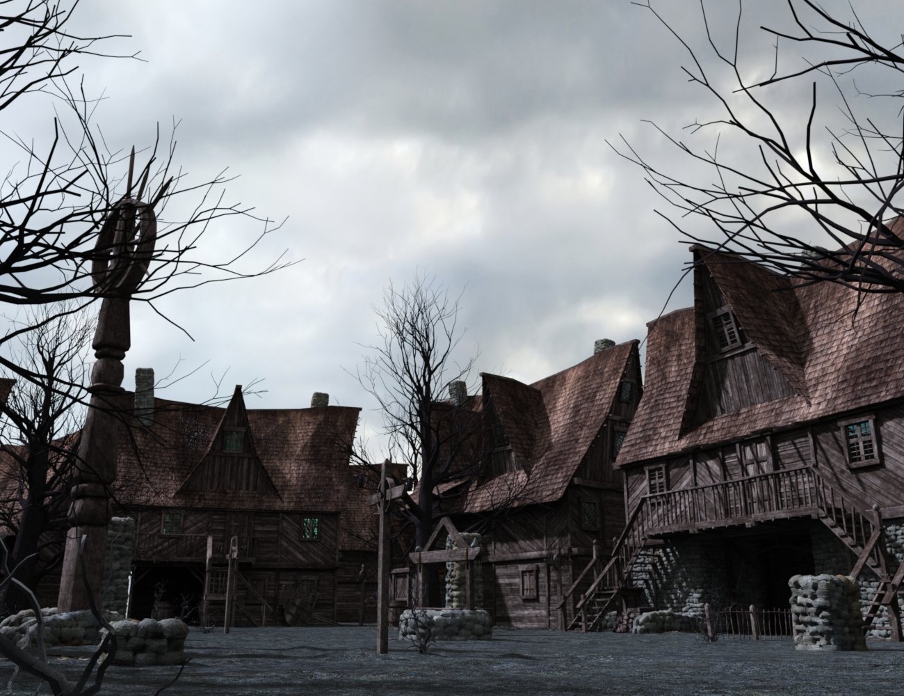 Forsaken Village and Construction Set by: DzFire, 3D Models by Daz 3D