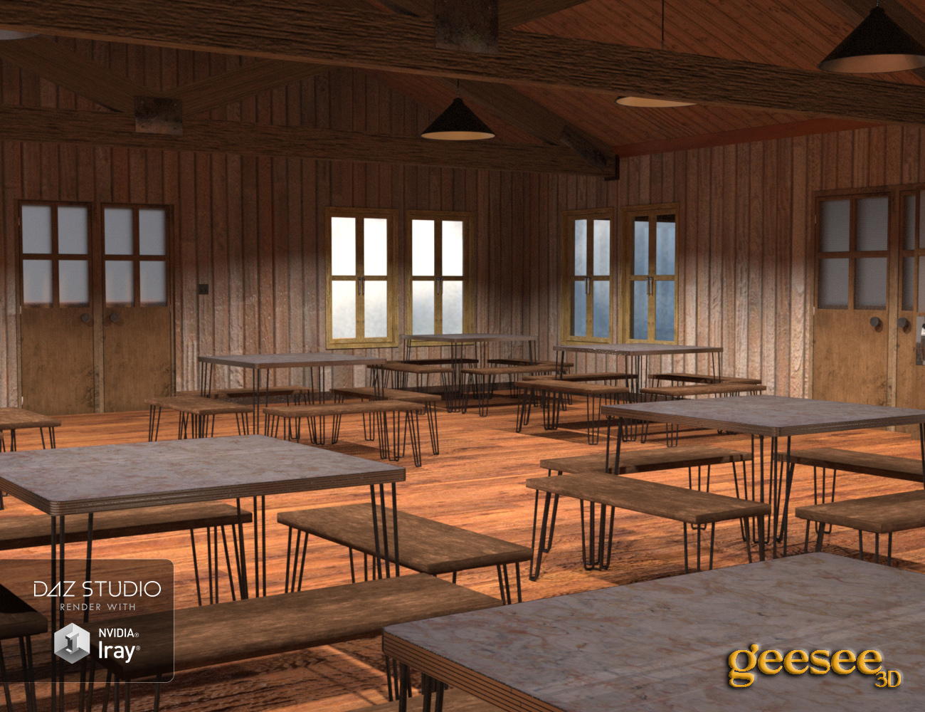 Camp Dining Hall by: GeeSee3D, 3D Models by Daz 3D