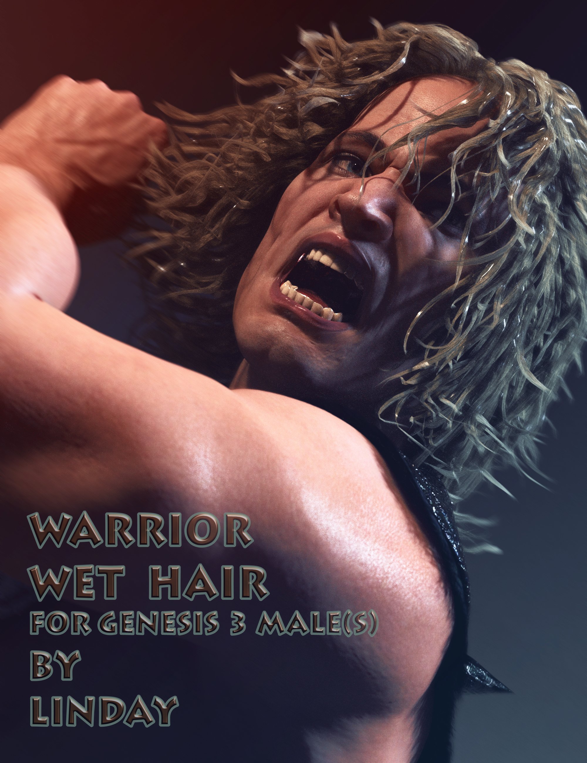 Warrior Wet Hair for Genesis 3 Male(s) by: Linday, 3D Models by Daz 3D