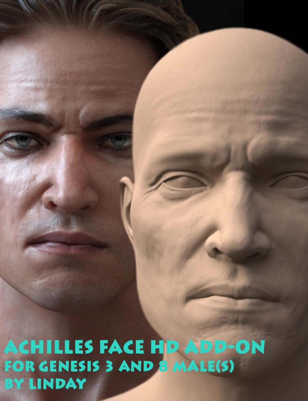 Achilles Face HD Add-On for Genesis 3 and 8 Male(s) by: Linday, 3D Models by Daz 3D