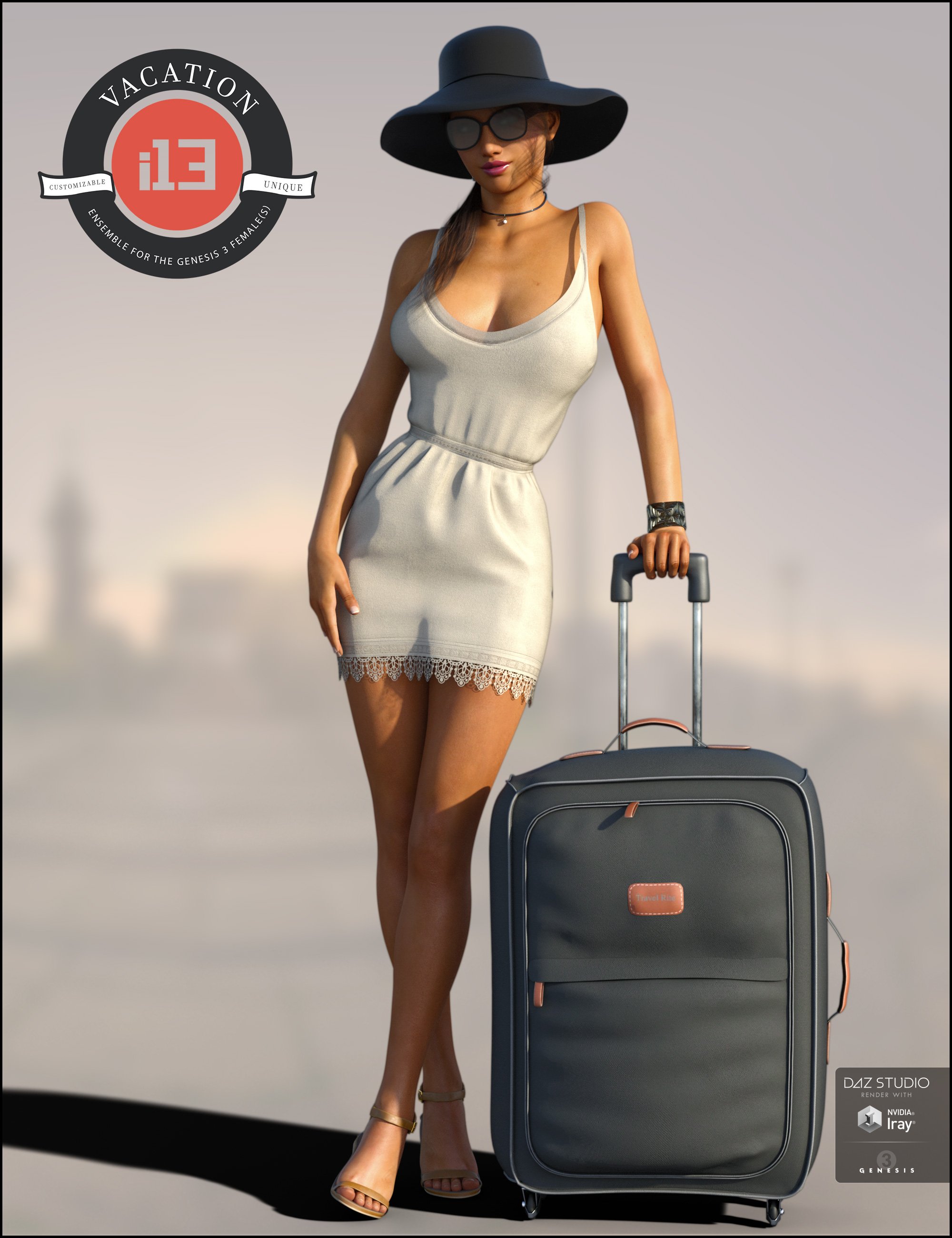 i13 Vacation Outfit for the Genesis 3 Female(s) by: ironman13, 3D Models by Daz 3D