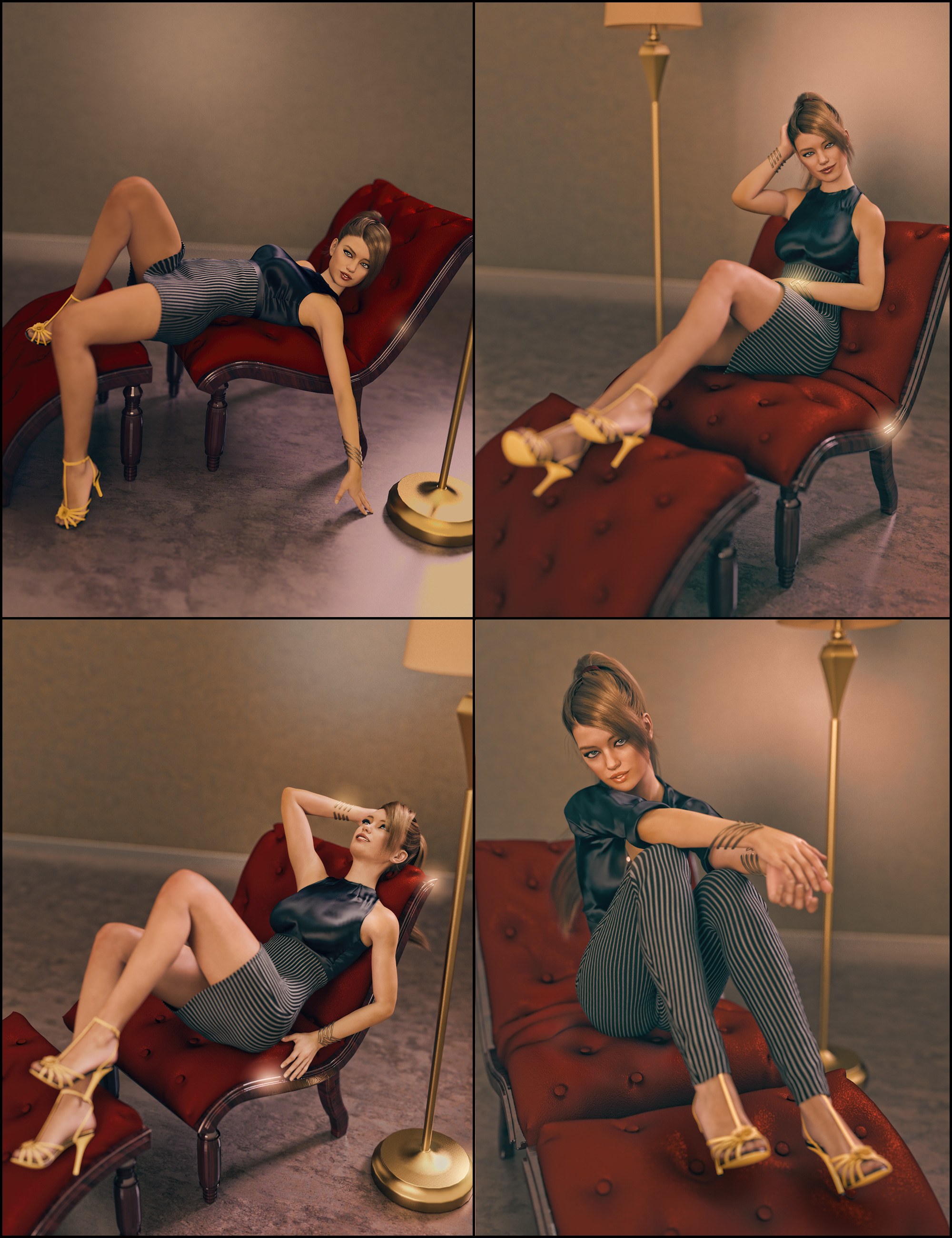 i13 Lovely Lounging Poses and Furniture for Genesis 3 Female(s) by: ironman13, 3D Models by Daz 3D