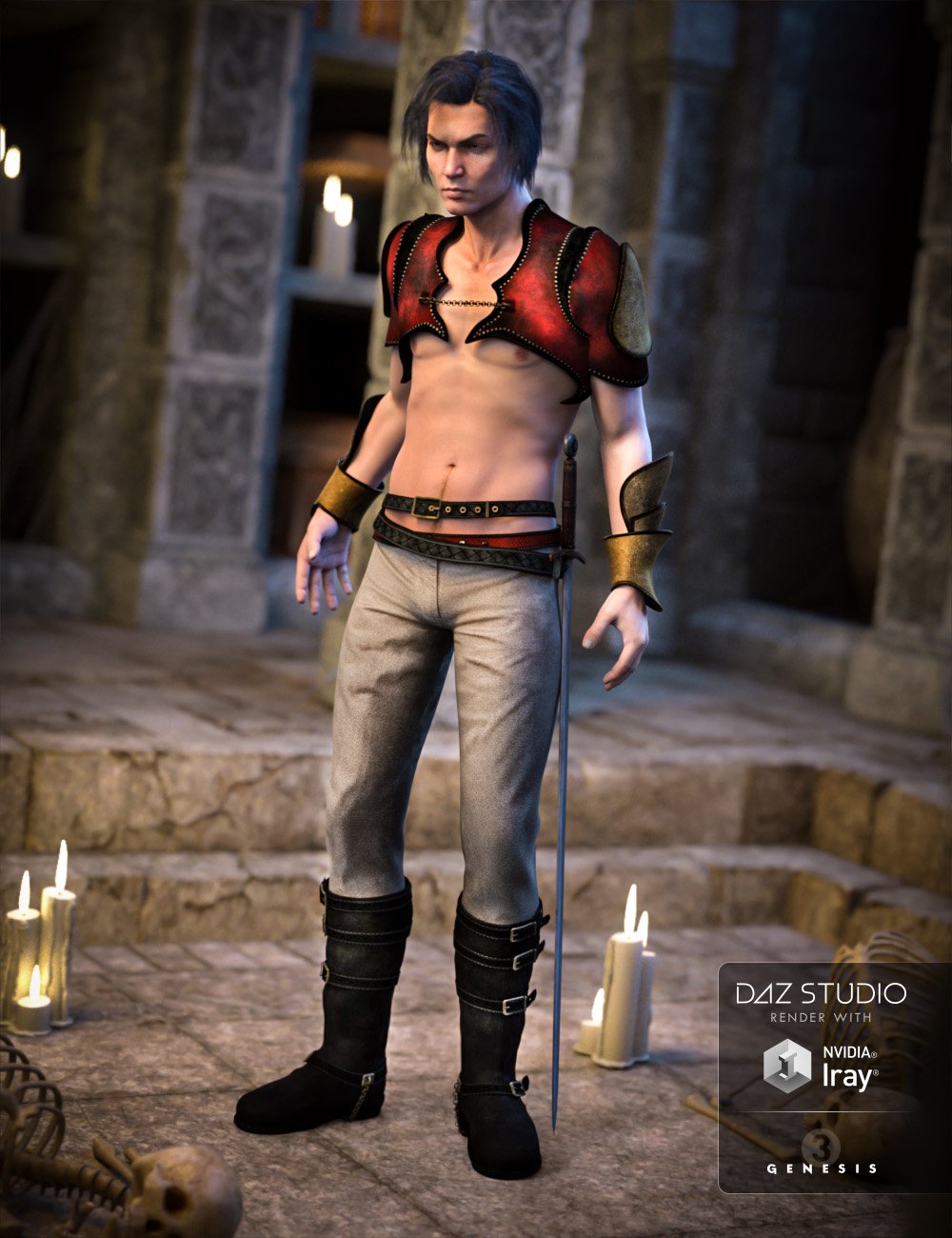 Nocturnal Guard Outfit for Genesis 3 Male(s) by: Sarsa, 3D Models by Daz 3D
