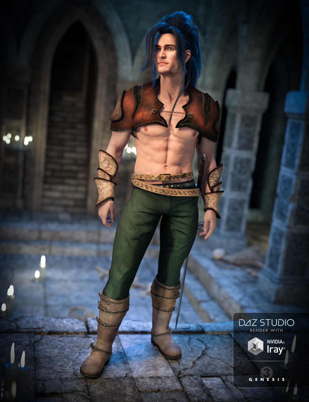Nocturnal Guard Outfit for Genesis 3 Male(s) by: Sarsa, 3D Models by Daz 3D