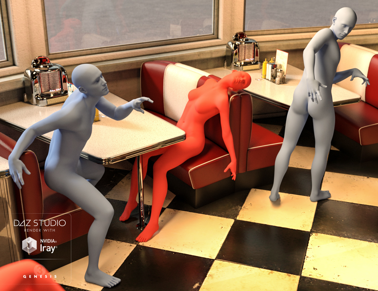 Moonshines Diner Zombies Are Inside by: PredatronDiane, 3D Models by Daz 3D