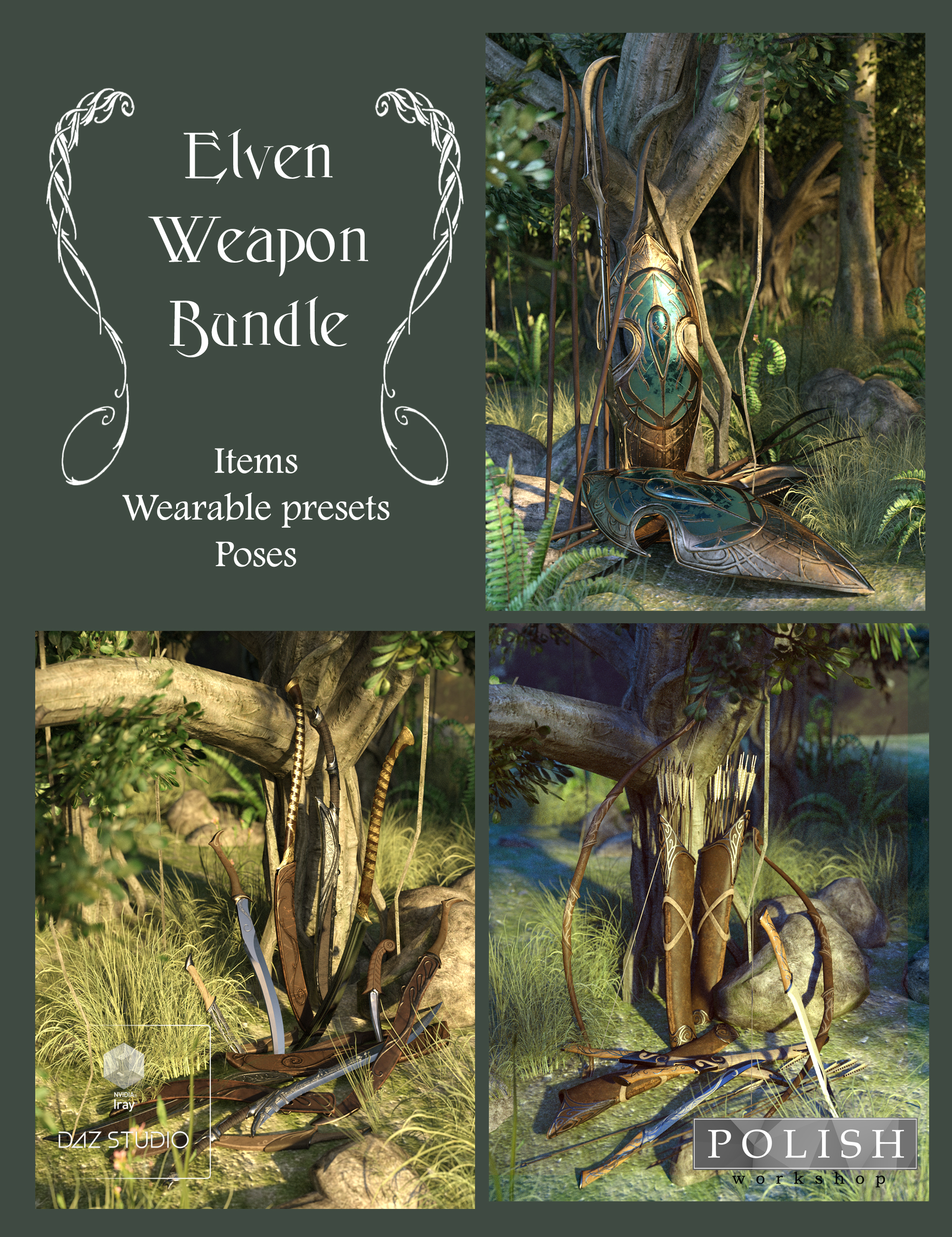Elven Weapon Bundle by: Polish, 3D Models by Daz 3D
