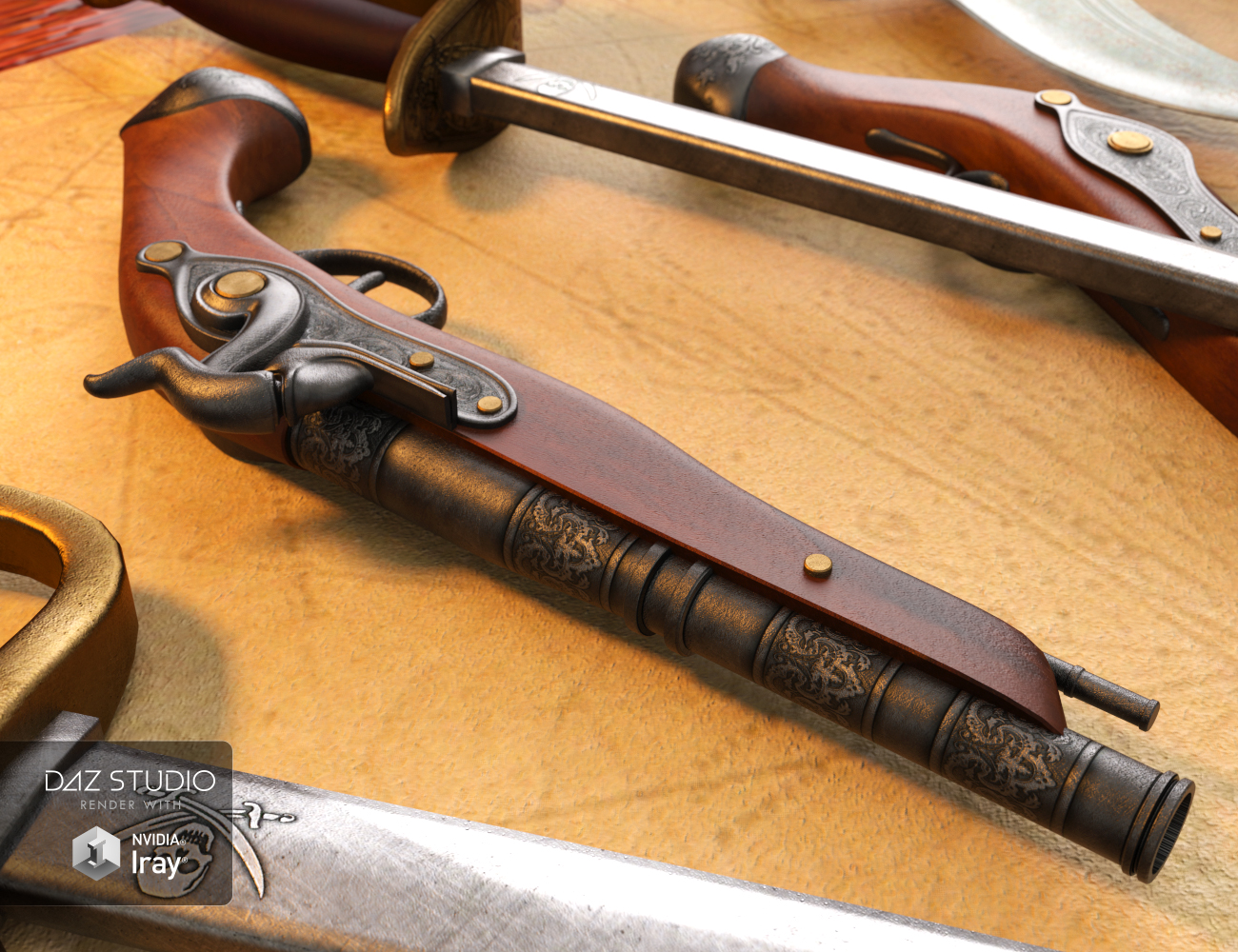 Pirate Weapons for Genesis 3 and 8 Male(s) and Female(s) Pirate Weapons for Genesis 3 and 8 Male(s) and Female(s) by: Val3dart, 3D Models by Daz 3D