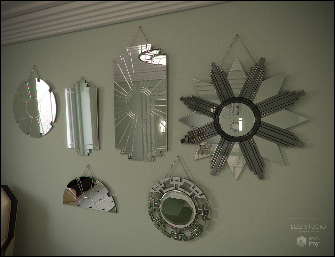 Deco Mirror Set by: Jack Tomalin, 3D Models by Daz 3D