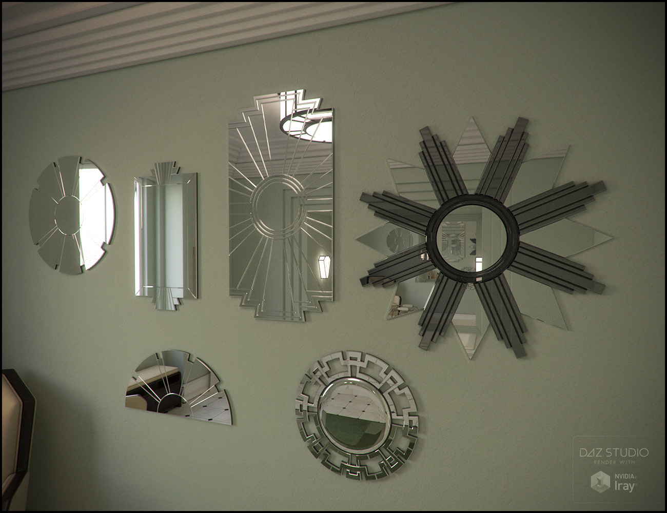 Deco Mirror Set by: Jack Tomalin, 3D Models by Daz 3D
