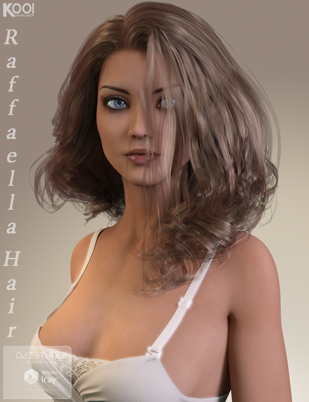 Raffaella Hair for Genesis 3 Female(s) by: Kool, 3D Models by Daz 3D