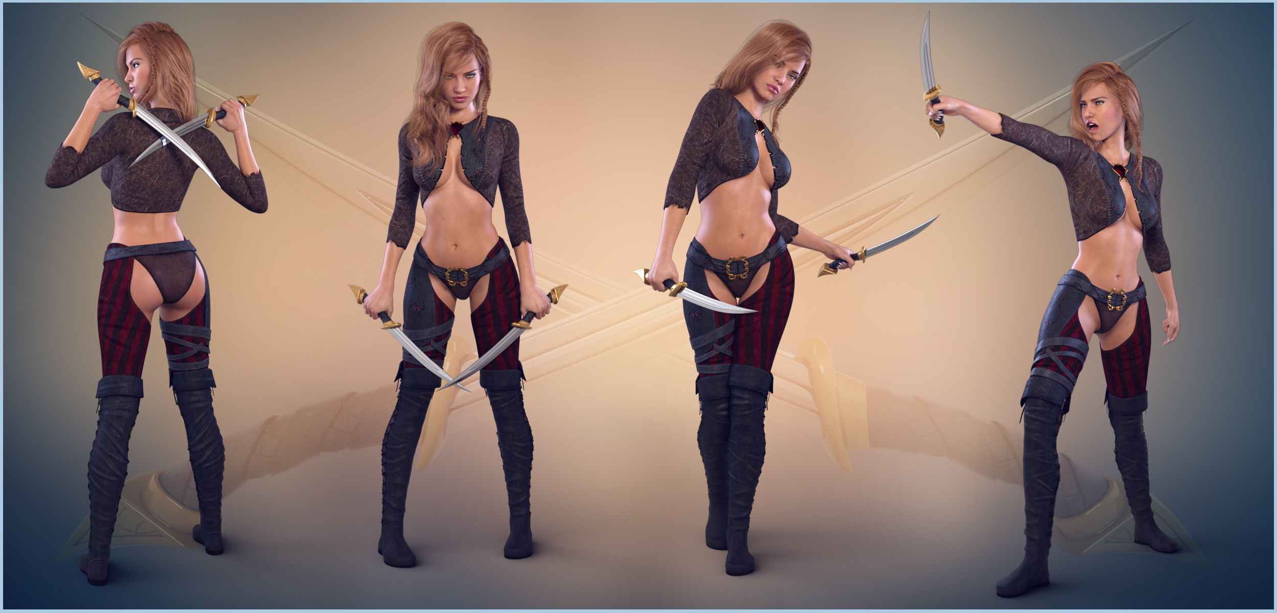 Z Lethal - Dagger & Poses for the Genesis 3 Female(s) by: Zeddicuss, 3D Models by Daz 3D