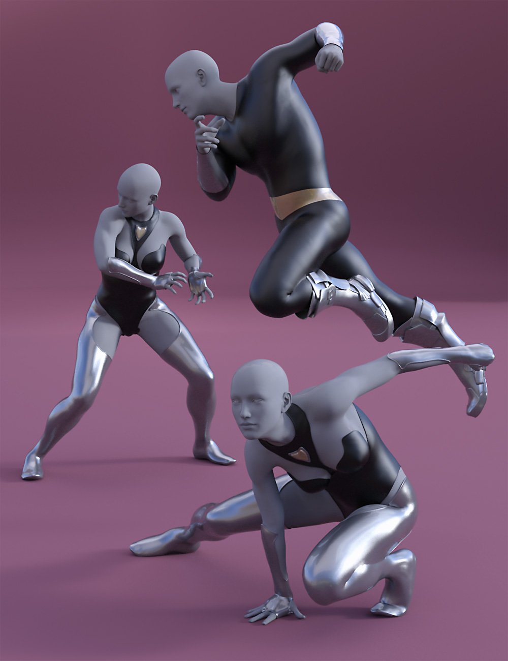 Superhero Poses for Genesis 2 and 3 by: Leo Lee, 3D Models by Daz 3D
