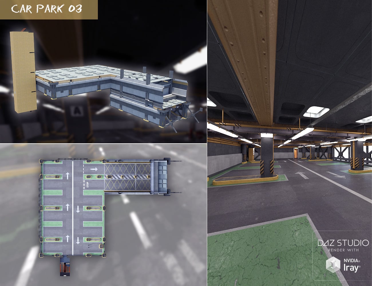 Multi Story Car Park & Construction Kit Bundle Daz 3D