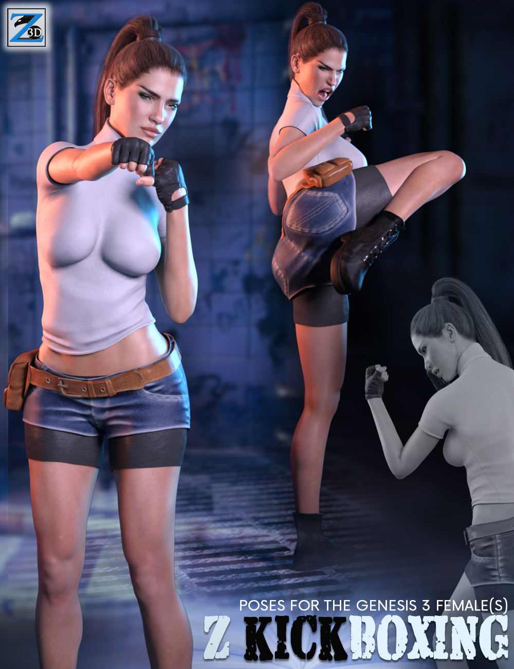 Z Kickboxing - Poses for the Genesis 3 Female(s) by: Zeddicuss, 3D Models by Daz 3D