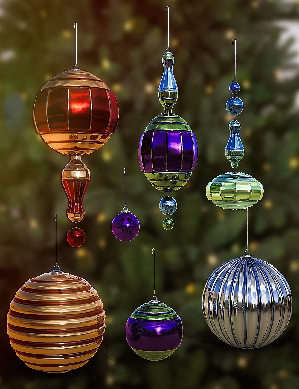 Yuletide Joy Ornaments by: , 3D Models by Daz 3D