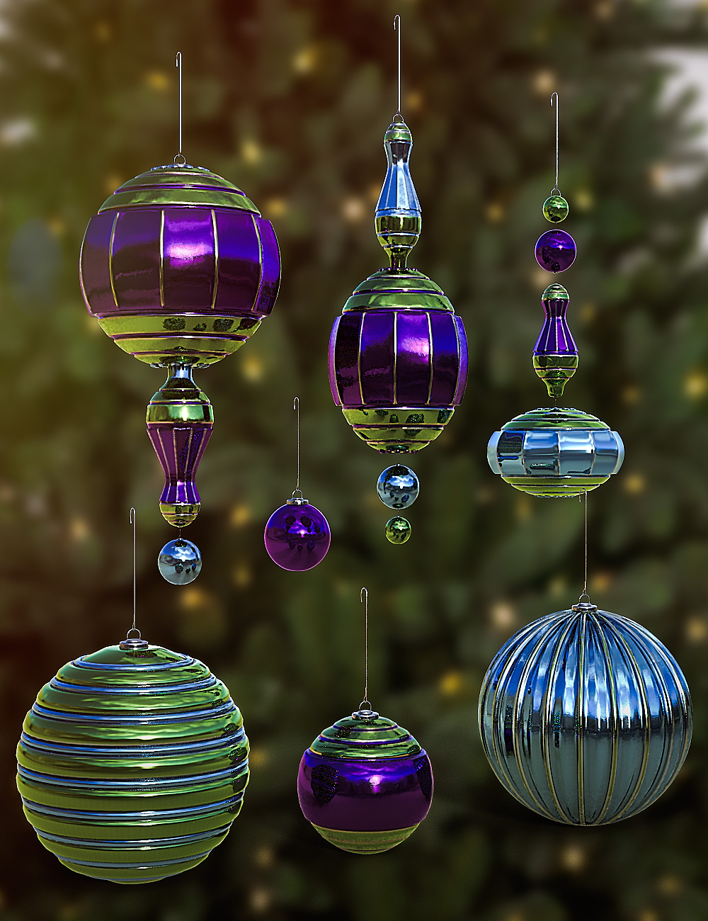 Yuletide Joy Ornaments by: , 3D Models by Daz 3D