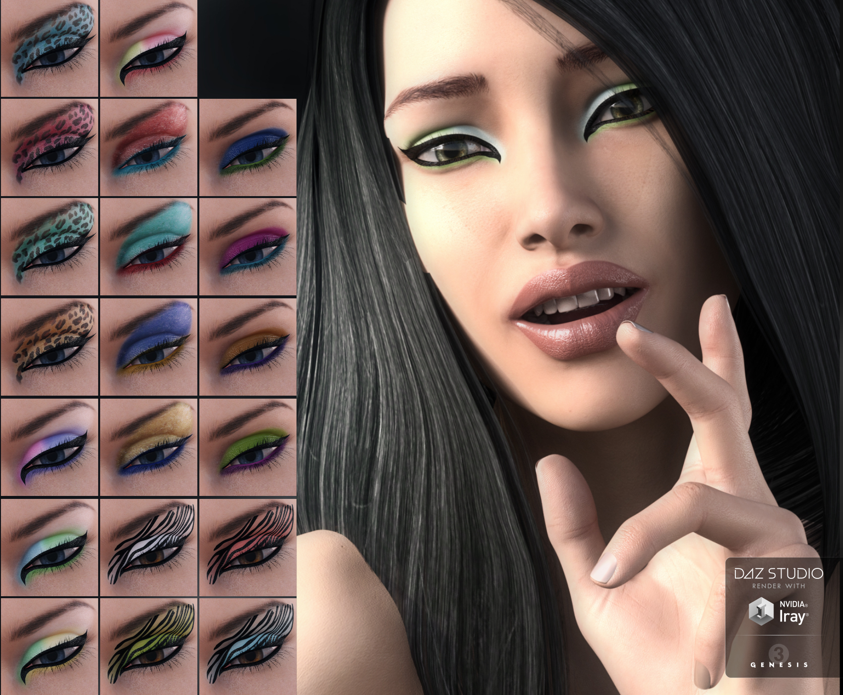 L.I.E Make-up Set 3 for Genesis 3 Female(s) by: Neikdian, 3D Models by Daz 3D