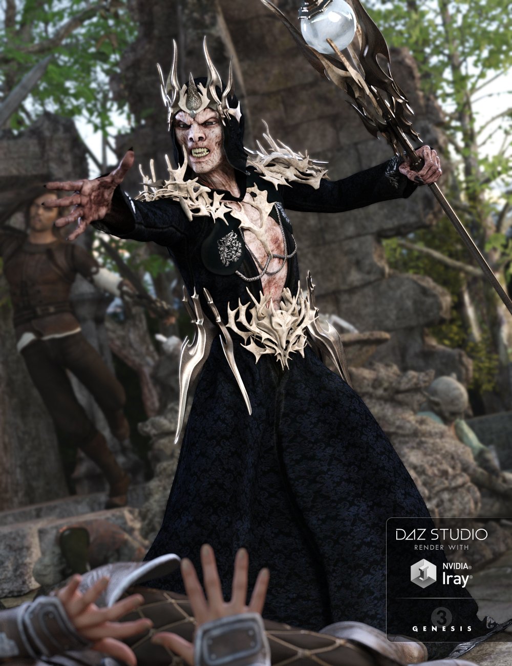 Undead Wizard Outfit for Genesis 3 Male(s) by: NikisatezArien, 3D Models by Daz 3D