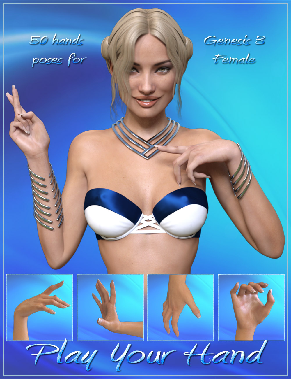 Play Your Hand Poses for Genesis 3 Female by: ilona, 3D Models by Daz 3D