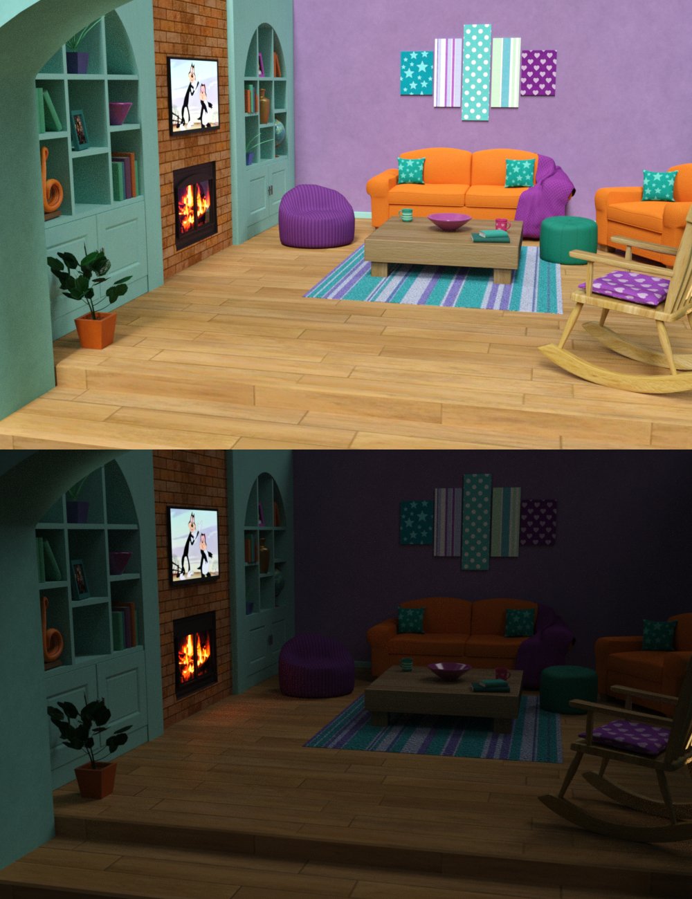 Toon-2-Real: Comfy Family Room Toon-2-Real: Comfy Family Room by: Inkara, 3D Models by Daz 3D